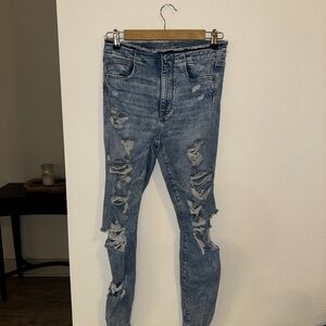 American Eagle Outfitters Light Blue Distressed Skinny Jeans
